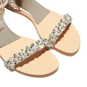 women flat shoes with silver accents by Lajwanti Shoes