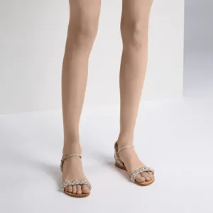 comfortable women flat shoes with crystal details by Lajwanti Shoes