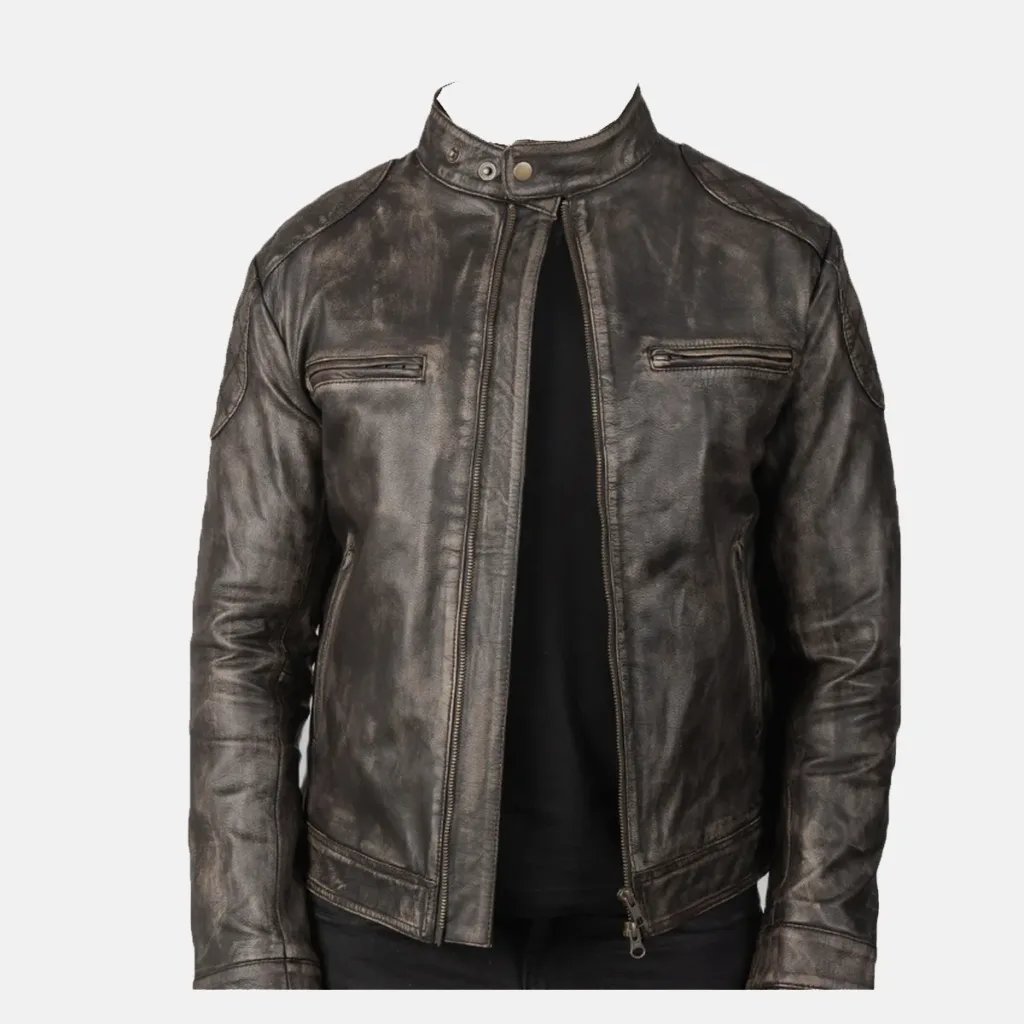 distressed leather jacket manufacturer premium vintage design