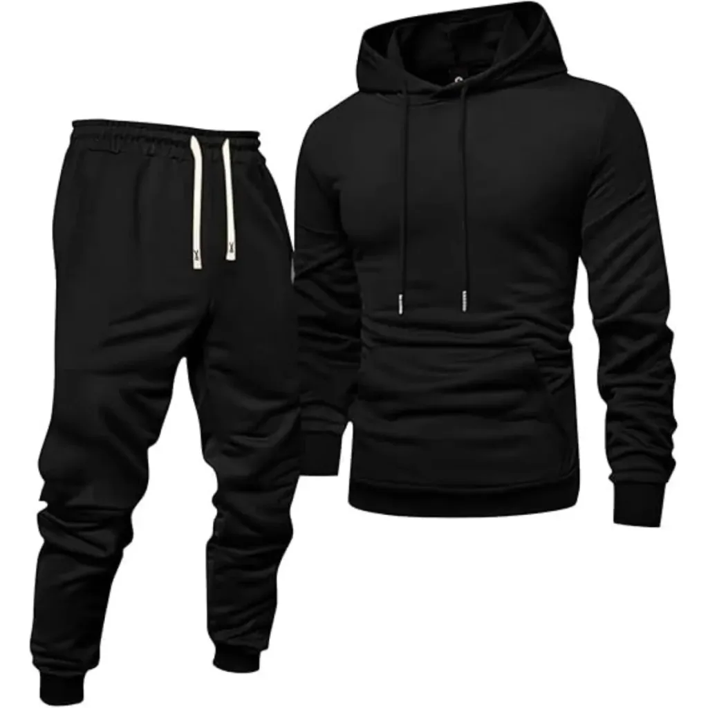 Men's tracksuit sets wholesale in black hoodie and jogger style
