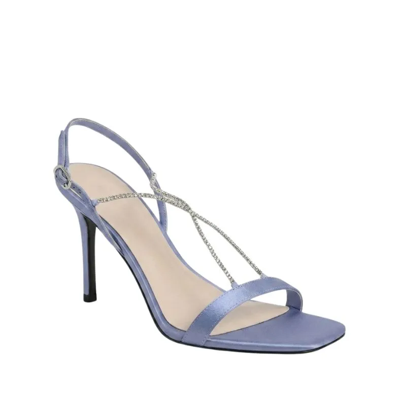 Draft — verify against actual image before upload — Custom Purple Sandals primary three-quarter product view for B2B product development