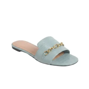 Custom Women’s Flat Slide Sandals with Chain Detail