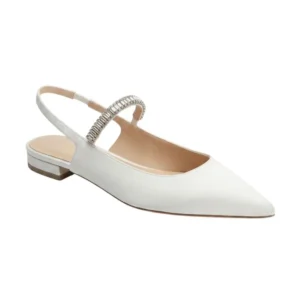 white flat wedding shoes, primary product hero