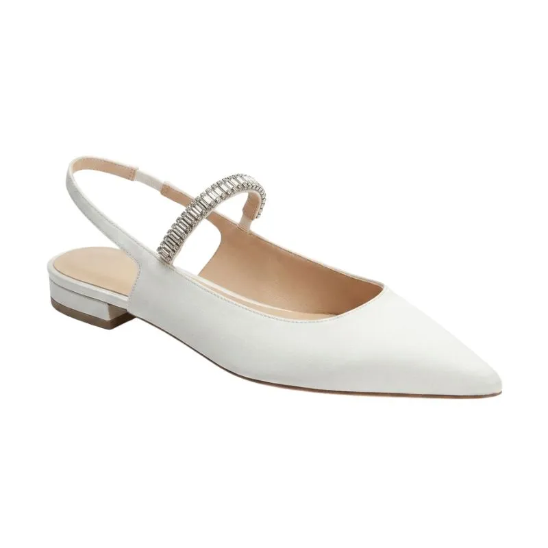 white flat wedding shoes, primary product hero