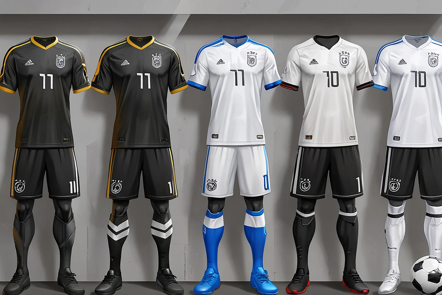 Soccer teamwear composition used as a custom sports jersey manufacturing reference