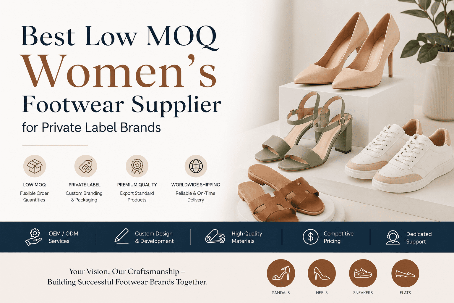 Low MOQ Women’s Footwear Supplier for Private Label